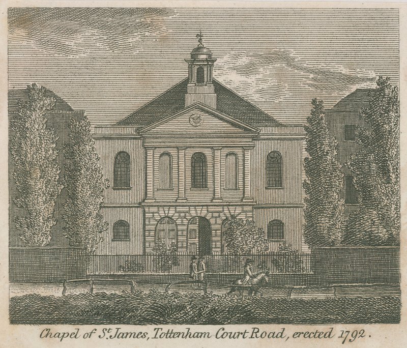 St James Şapeli, Tottenham Court Road, Londra, 1792'de dikildi by English School