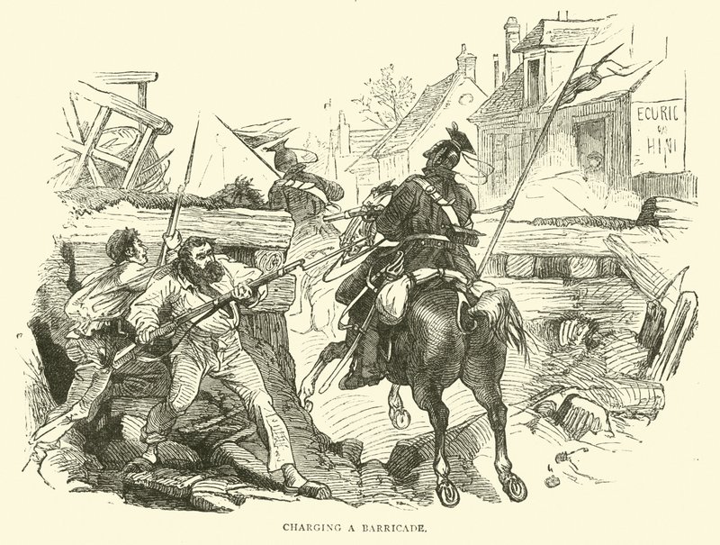 Bir barikatı şarj etmek, Ekim 1870 by English School