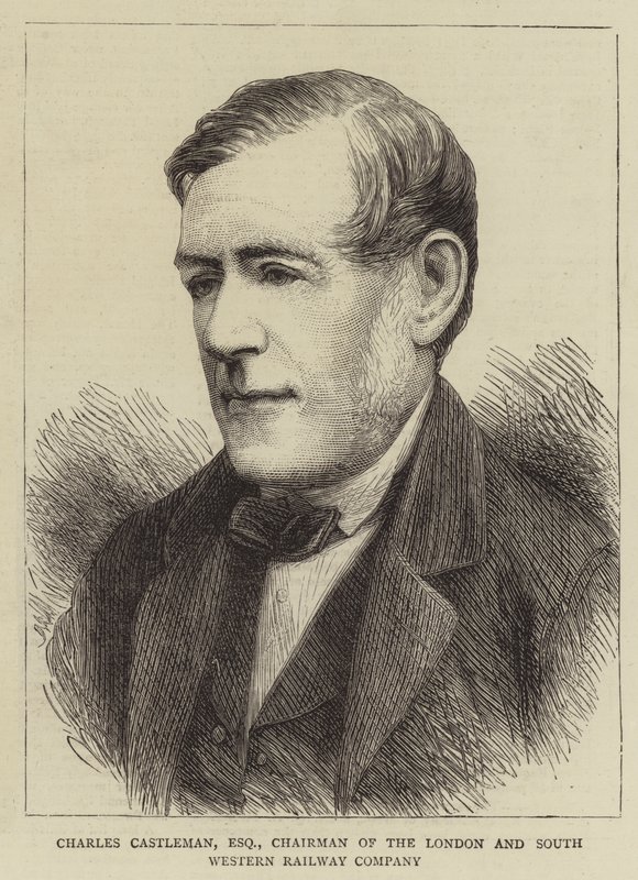 Charles Castleman, Esquire, Londra ve Güney Batı Demiryolu Şirketi Başkanı (gravür) by English School