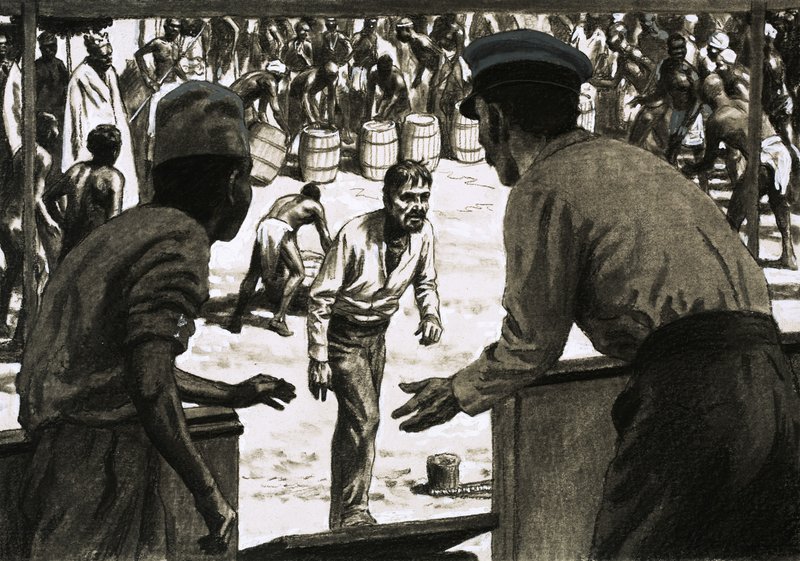 Charles Osborne ve Kaptan Stott sahile rom fıçıları koydu by English School