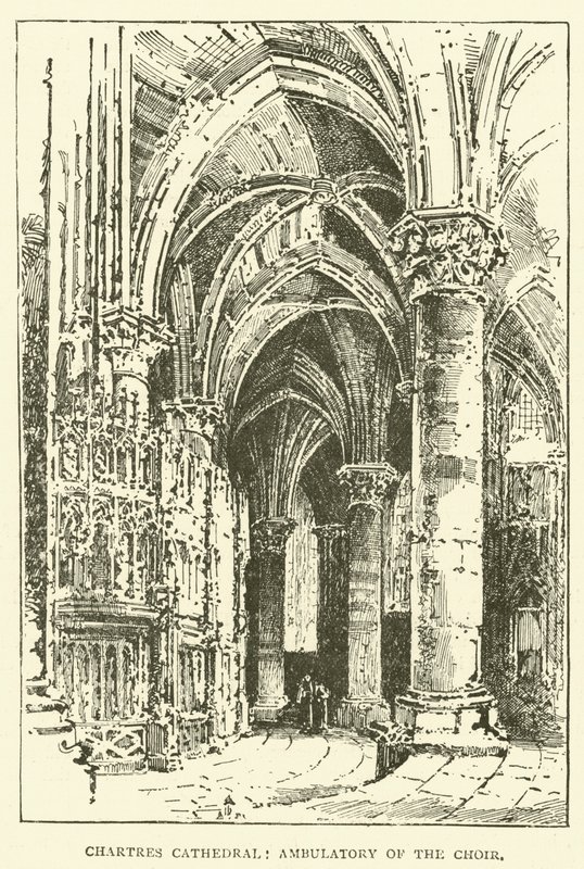 Chartres Katedrali, Koro Ambülatörü (gravür) by English School