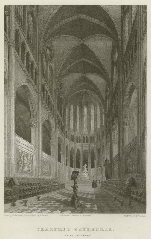 Chartres Katedrali, Koro Görünümü (gravür) by English School