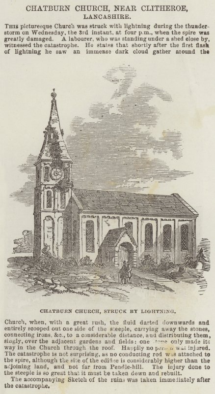 Chatburn Kilisesi, yakın Clitheroe, Lancashire (gravür) by English School