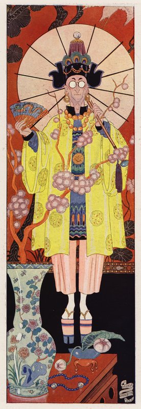 Çin kostümü içinde Chevalier de Villeclos (renkli taş) by English School