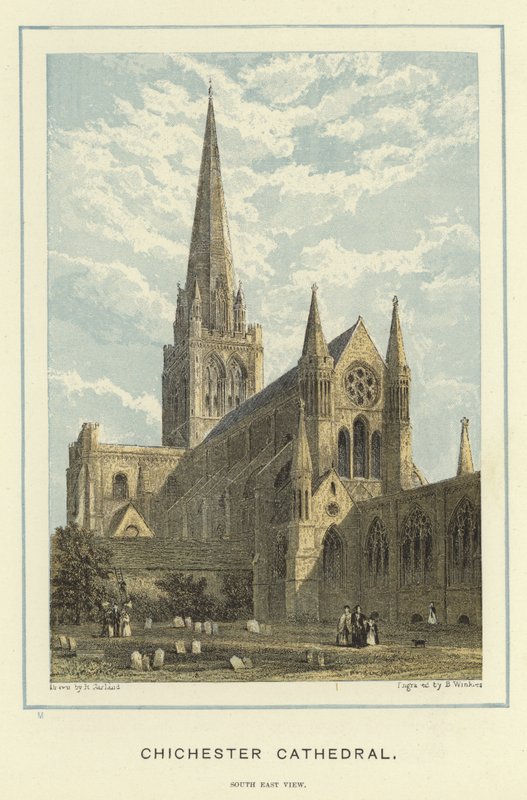 Chichester Katedrali, güney doğu görünümü by English School
