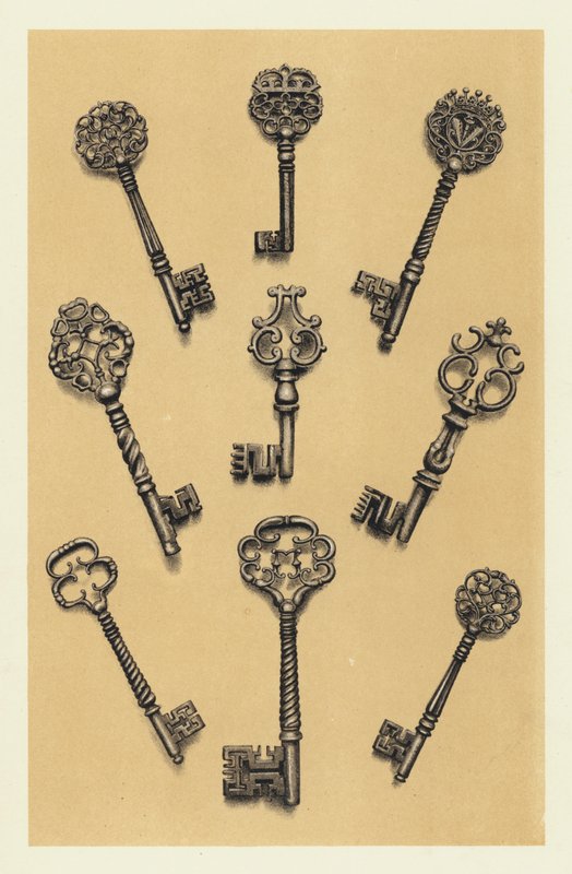 Onaltıncı ve Onyedinci Yüzyılların Kesilmiş Çelik Anahtarları (chromolitho) by English School