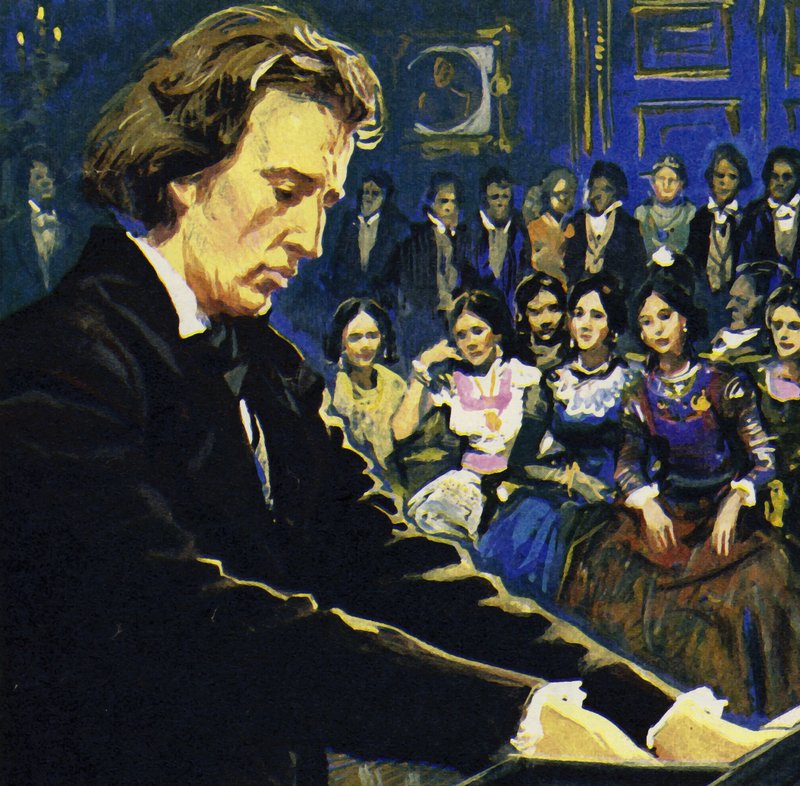 Chopin daha çok zenginlerin salonlarında çalardı. by English School