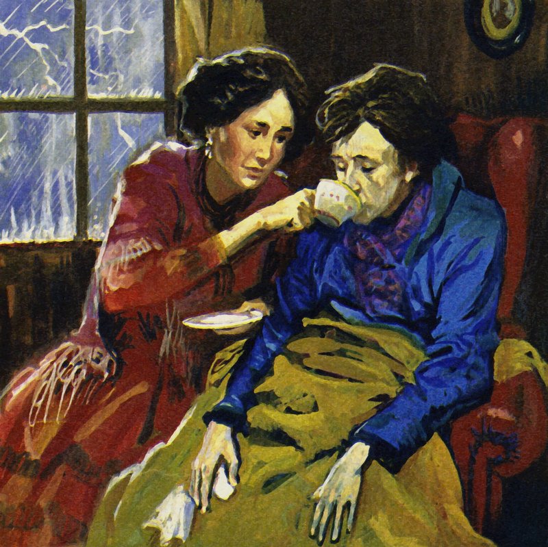 Chopin, hastalandığında romancı George Sand tarafından emzirildi. by English School