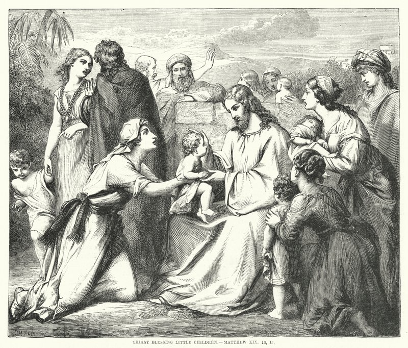 Küçük Çocukları kutsayan Mesih, Matta XIX by English School