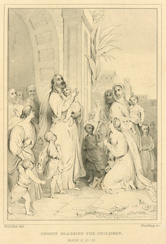 Çocukları kutsayan İsa, Mark X, 13-16 by English School