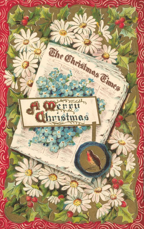 Noel gazetesi, Noel tebrik kartı, 19. yüzyılın sonu veya 20. yüzyılın başı (chromolitho) by English School
