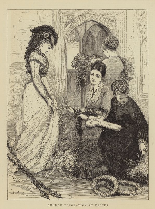 Church Decoration at Easter (engraving) by English School