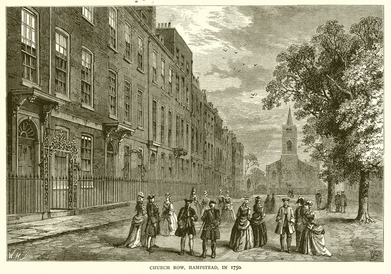 1750 yılında Church Row, Hampstead, by English School