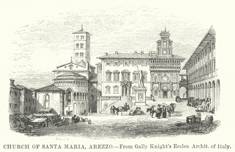 Santa Maria Kilisesi, Arezzo (gravür) by English School