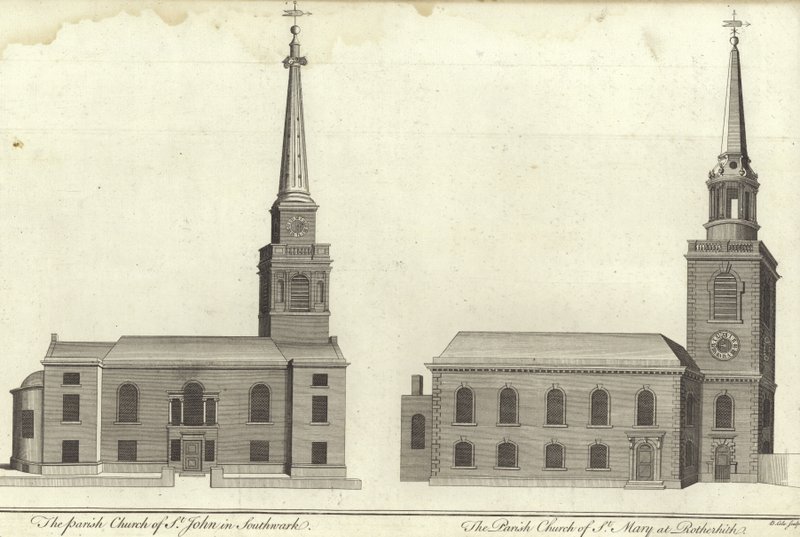 St John, Southwark Kilisesi ve St Mary, Rotherhithe Kilisesi by English School