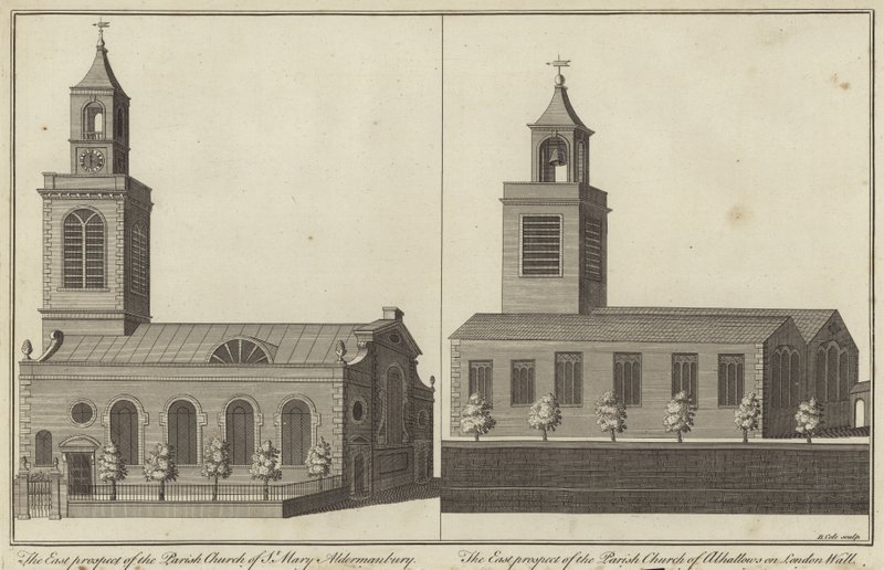 St Mary Kilisesi, Aldermanbury ve Londra Duvarı