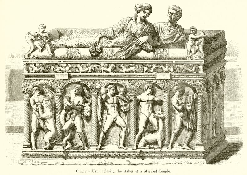 Evli Bir Çiftin Küllerini İçeren Cinerary Urn by English School