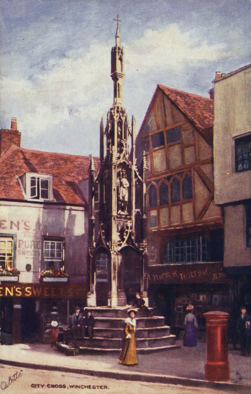 City Cross, Winchester (renkli lito) by English School