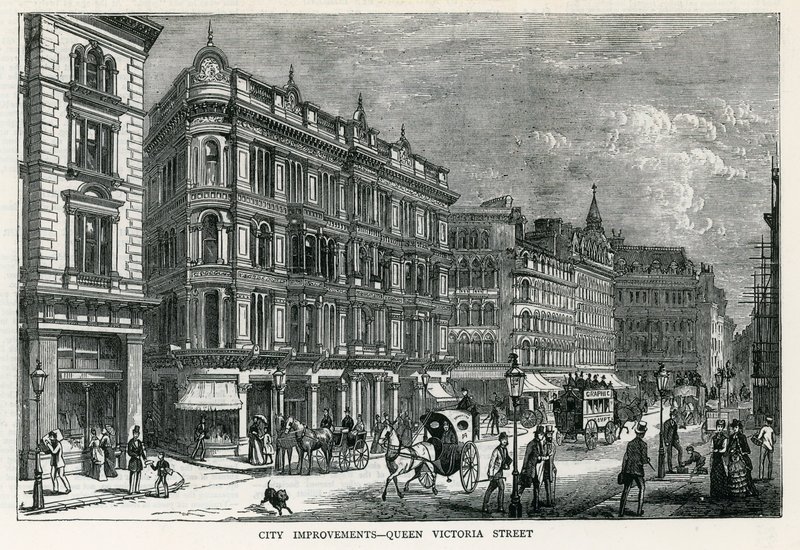 Şehir iyileştirmeleri - Queen Victoria Street, Londra by English School