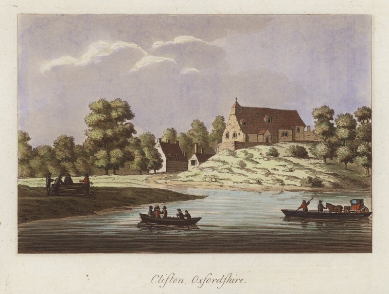 Clifton, Oxfordshire (renkli gravür) by English School