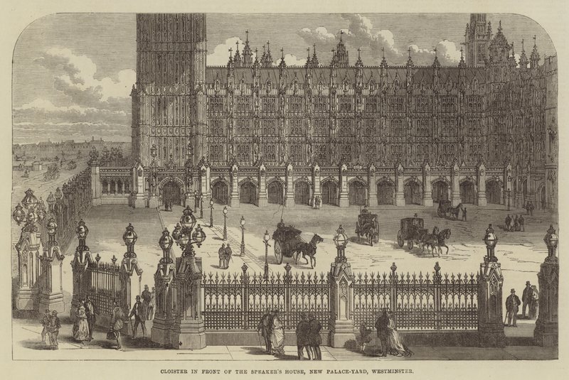 Konuşmacının Evinin Önündeki Manastır, Yeni Saray-Yard, Westminster (gravür) by English School