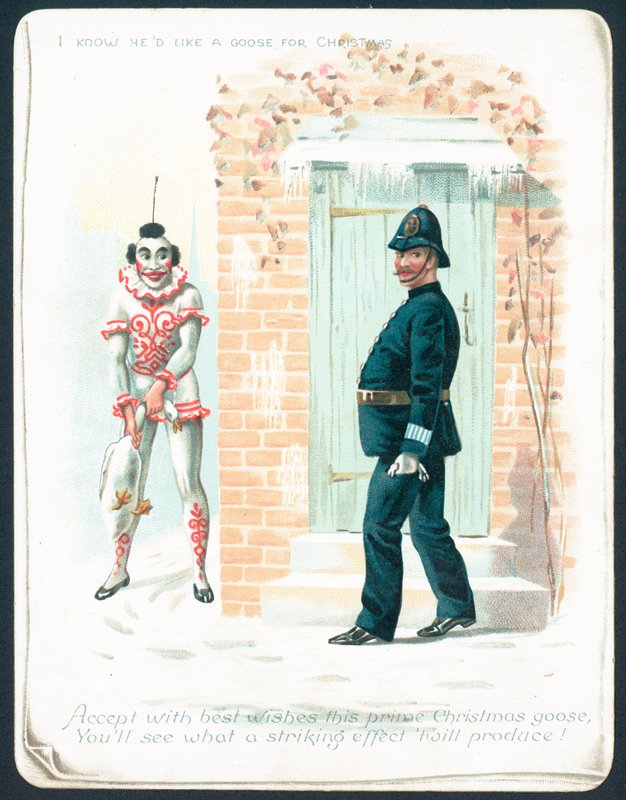 Kaz, Noel kartı ile polis bekleyen palyaço by English School
