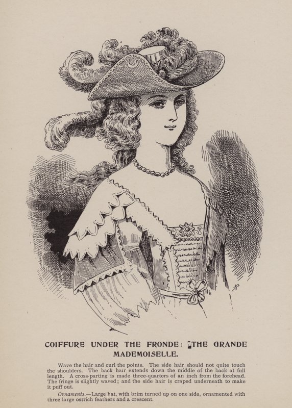 Fronde döneminde saç modeli, Grande Mademoiselle (gravür) by English School