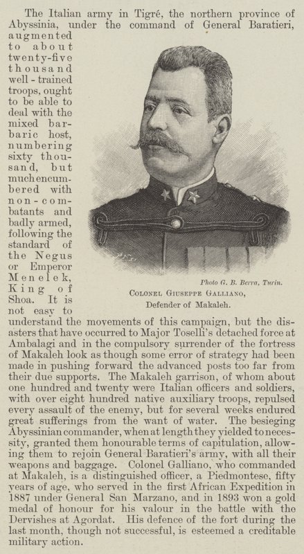 Albay Giuseppe Galliano, Makaleh Savunucusu (gravür) by English School