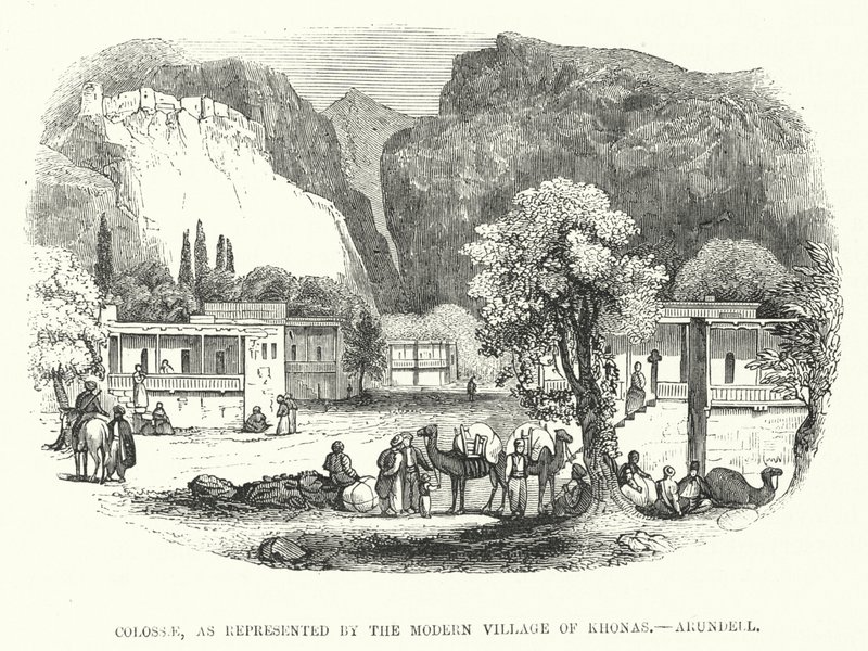 Modern Khonas Köyü, Arundell tarafından temsil edilen Colossae (gravür) by English School