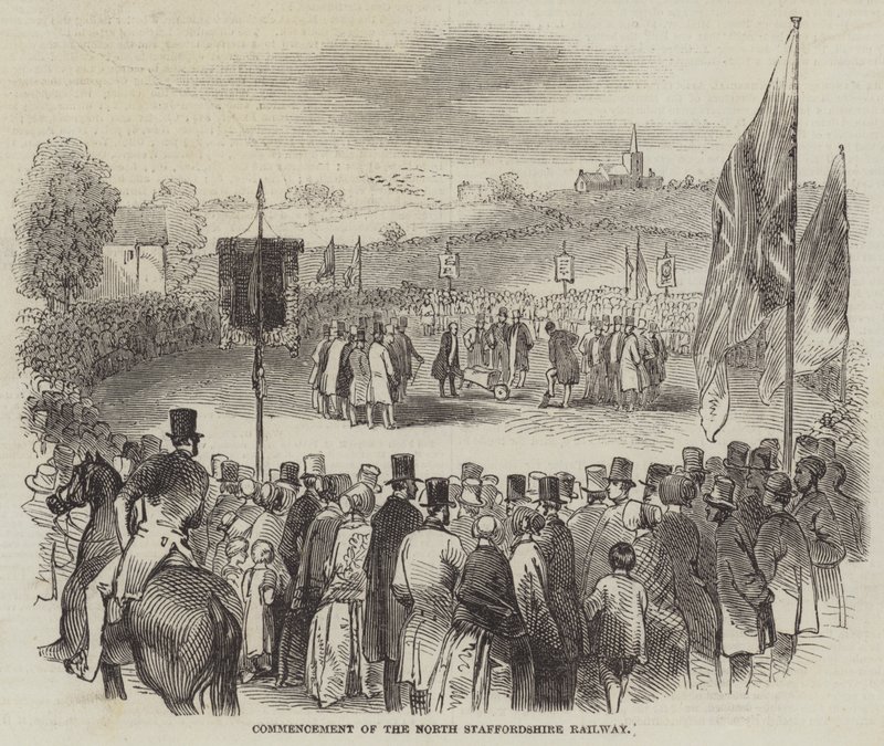 Kuzey Staffordshire Demiryolunun Başlaması (gravür) by English School