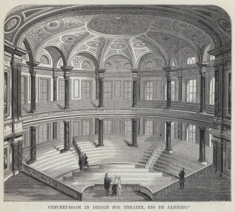 Tiyatro için Tasarımda Konser Odası, Rio de Janeiro (gravür) by English School