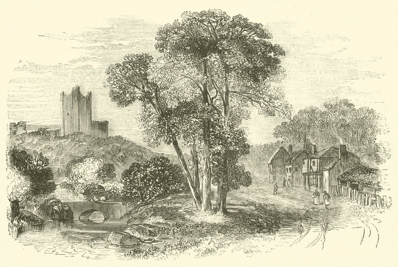 Conisbrough (veya Conisbrough) Kalesi (gravür) by English School