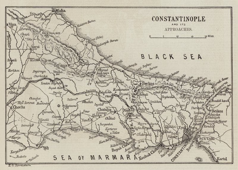 Konstantinopolis ve Yaklaşımları (gravür) by English School