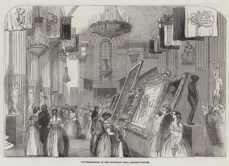 Conversazione, Mısır Salonunda, Mansion House (gravür) by English School