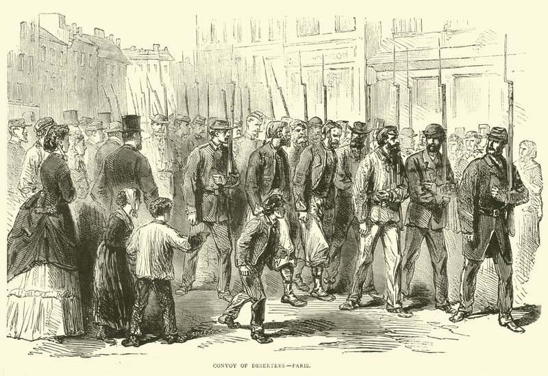 Asker kaçakları konvoyu, Paris, Ekim 1870 by English School