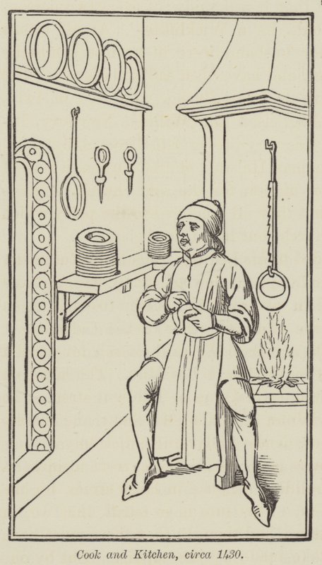 Aşçı ve Mutfak, yaklaşık 1430 (gravür) by English School