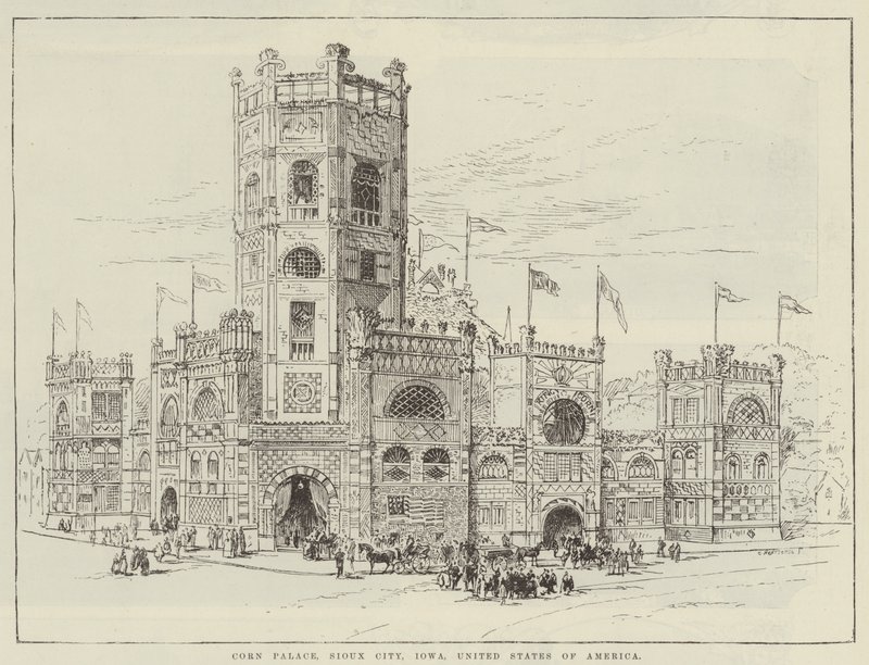 Mısır Sarayı, Sioux City, Iowa, Amerika Birleşik Devletleri (gravür) by English School
