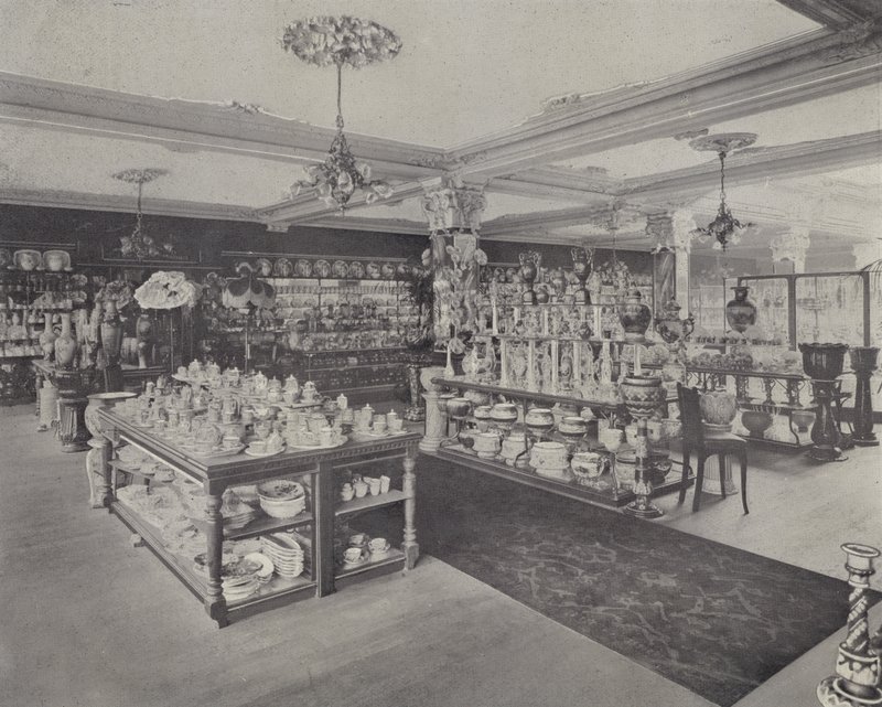 Çin Showroomlarında Köşe, Harrods (litho) by English School