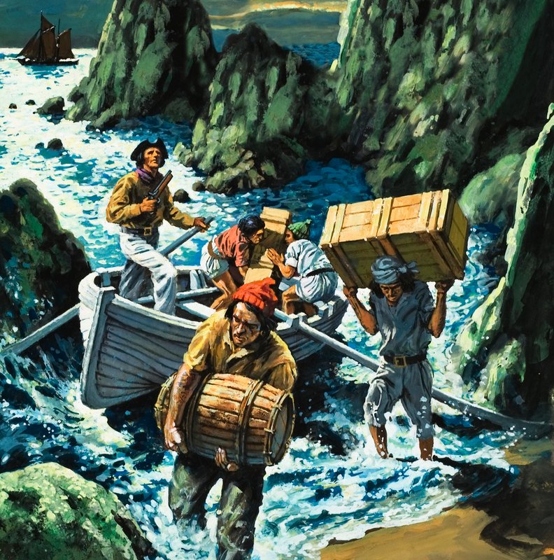 Cornish kaçakçılığı sahnesi by English School