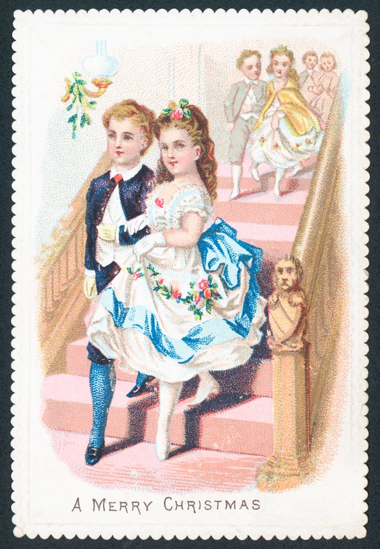 Partiye gelen çift, Noel kartı by English School