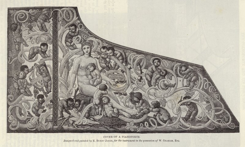 Edward Burne-Jones tarafından tasarlanan ve boyanmış bir piyanonun kapağı by English School