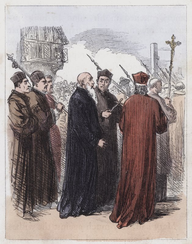 Cranmer, Yürütmeye yol açtı (renkli gravür) by English School