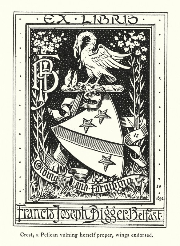 Crest, kendine uygun bir Pelikan, kanatları onaylandı (gravür) by English School
