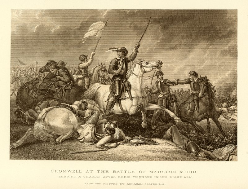 Cromwell, Marston Moor savaşında by English School