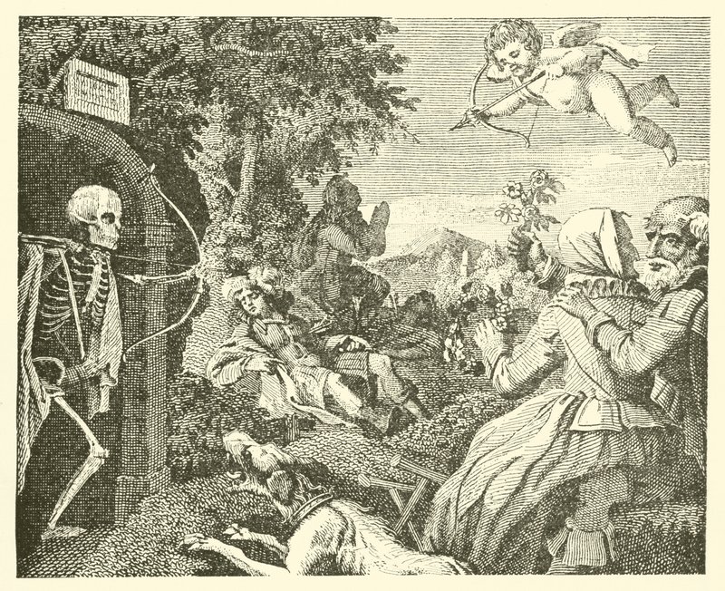 Aşk tanrısı ve ölüm (gravür) by English School