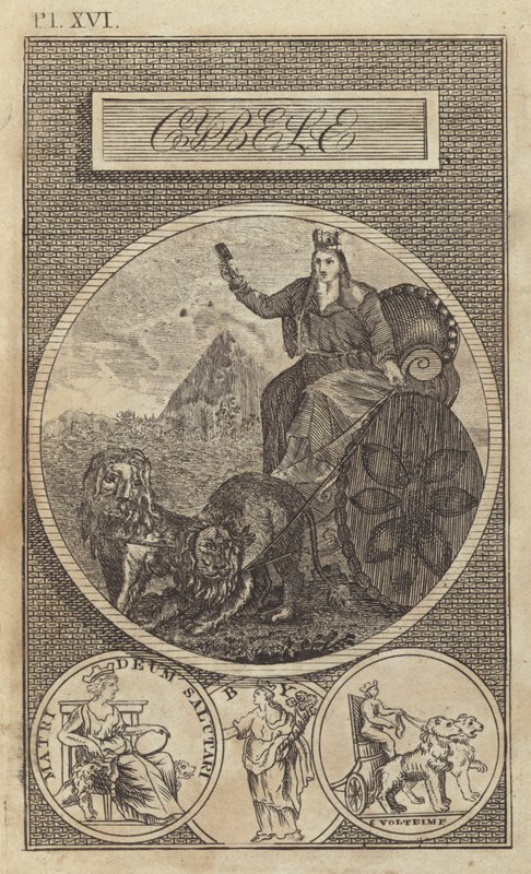 Kibele, antik Anadolu, Yunan ve Roma Toprak tanrıçası (gravür) by English School