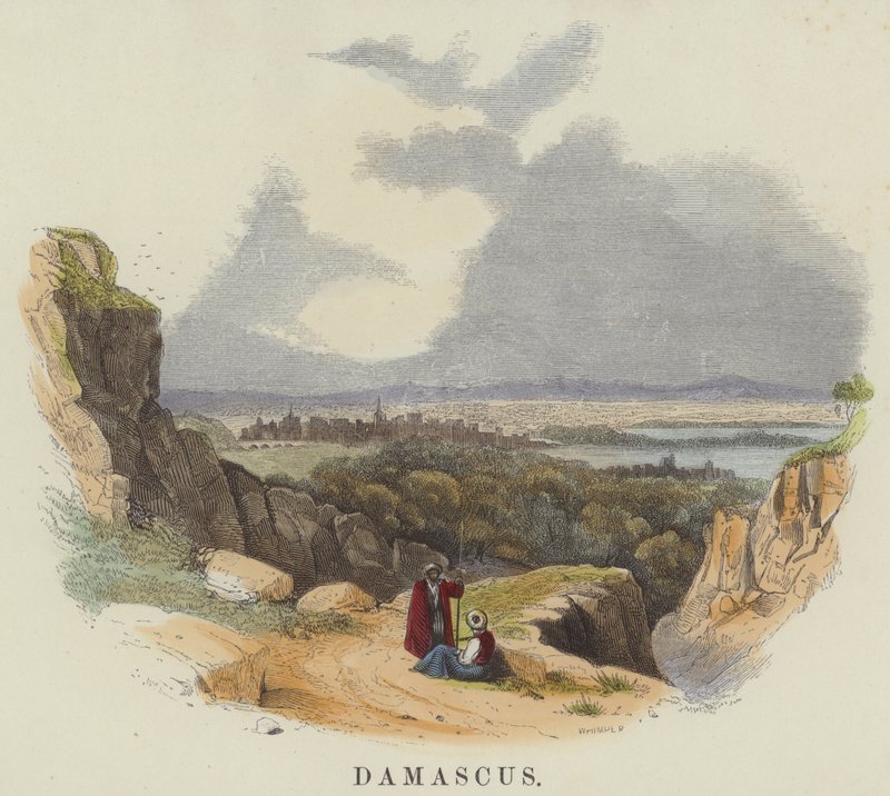 Şam (renkli gravür) by English School