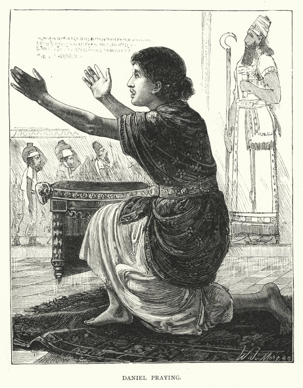 Daniel dua ediyor (gravür) by English School