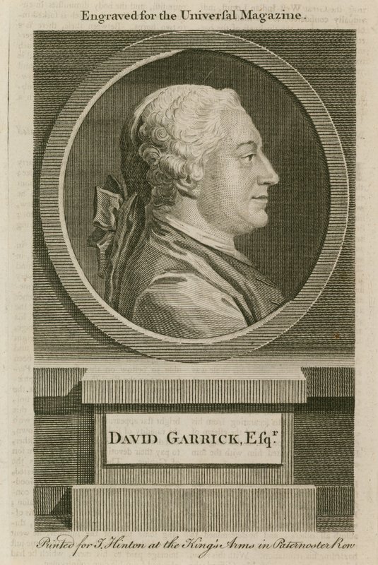 David Garrick, Universal Magazine için kazınmış by English School