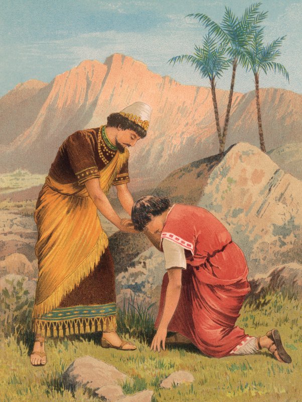 David ve Jonathan, I Samuel, XX (renkli taş) by English School